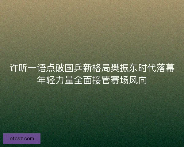 许昕一语点破国乒新格局樊振东时代落幕年轻力量全面接管赛场风向
